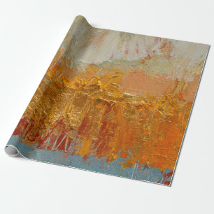 Yellow oil painting on canvas. Original abstract a Wrapping Paper