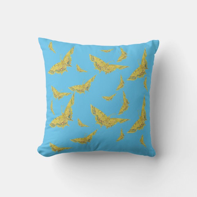 Yellow Old World Swallowtail Butterfly pattern Cushion (Front)