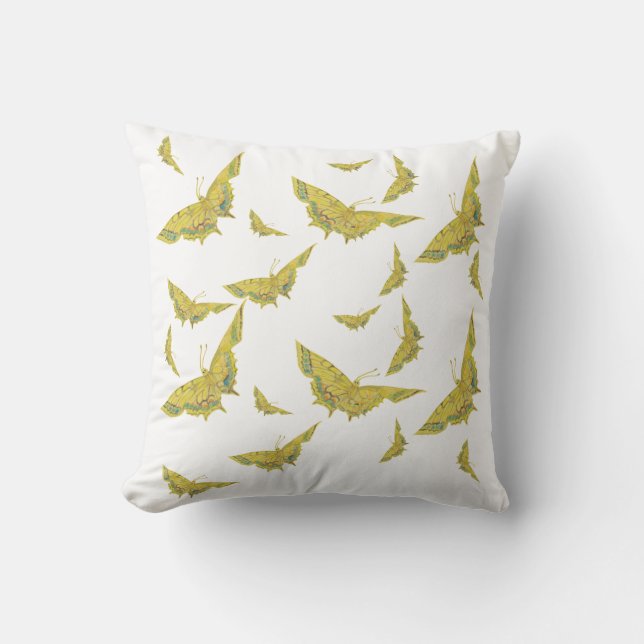 Yellow Old World Swallowtail Butterfly pattern Cushion (Front)