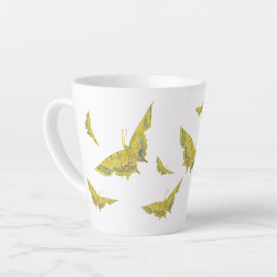 Yellow Old World Swallowtail Butterfly pattern Latte Mug