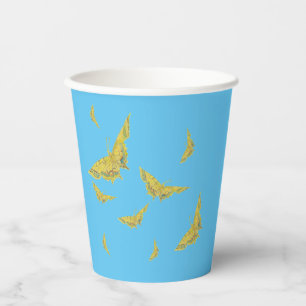 Yellow Old World Swallowtail Butterfly pattern Paper Cups