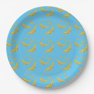 Yellow Old World Swallowtail Butterfly pattern Paper Plate