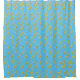 Yellow Old World Swallowtail Butterfly pattern Shower Curtain