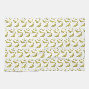 Yellow Old World Swallowtail Butterfly pattern Tea Towel