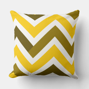 Yellow Olive Chevron Geometric Pattern Cushion