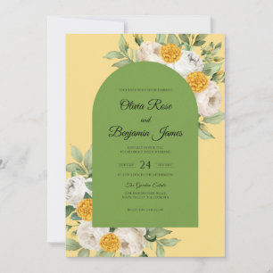 Yellow Olive Leaf Wedding Invitation