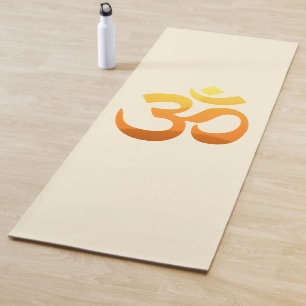 Yellow Om Mantra Yoga Mat Gold Sun Meditation