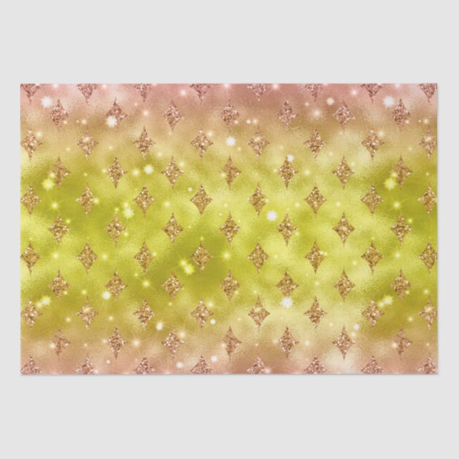 Yellow Ombre Glitter Star Celestial Pattern Tissue Paper (Front)