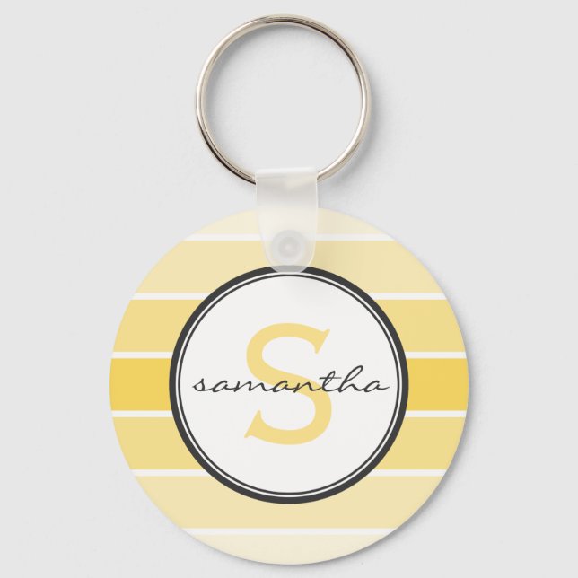 Yellow Ombre Monogram Key Ring (Front)