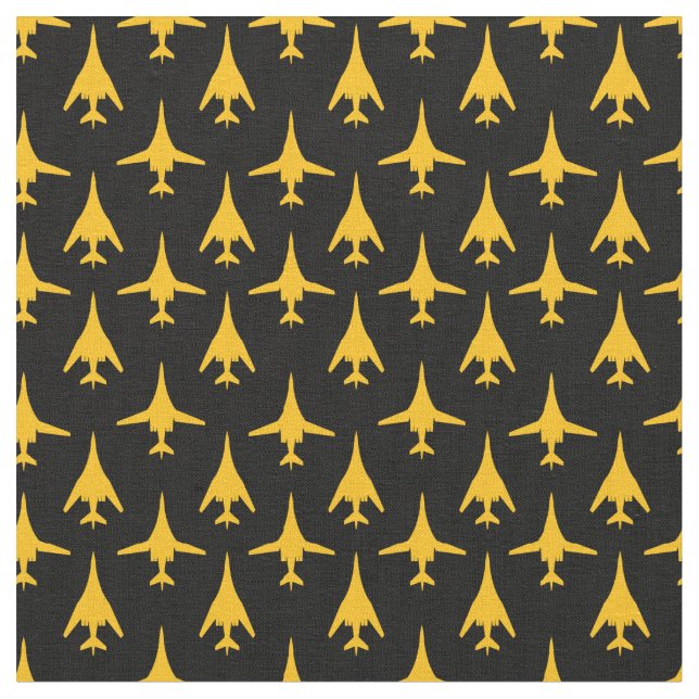 Yellow on Black B-1 Spirit Bomber Pattern Fabric (Close Up)