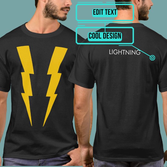 Yellow on Black Lightning Superhero Tee (Please enjoy our design and see the others in the collection.)