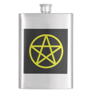 Yellow on Black Pentacle Flask