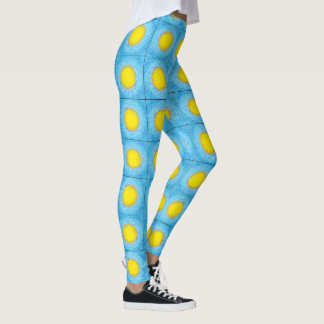 Yellow on Blue Dots Squares  Leggings