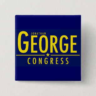 Yellow on Blue George for Congress Square Button