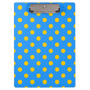 Yellow On Blue Polka Dots Pattern Design Clipboard