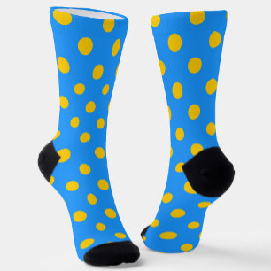 Yellow On Blue Polka Dots Pattern Design Socks