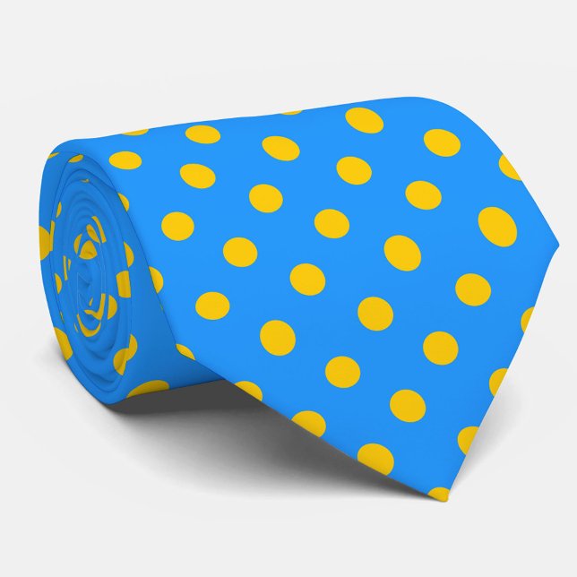 Yellow On Blue Polka Dots Pattern Design Tie (Creator Uploaded)