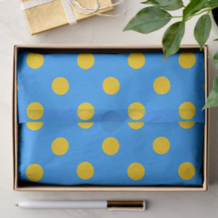Yellow On Blue Polka Dots Pattern Design Tissue Paper