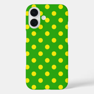 Yellow On Green Polka Dots Pattern Design iPhone 16 Case