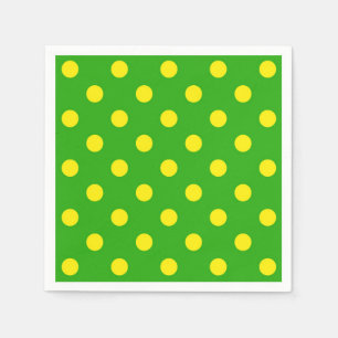 Yellow On Green Polka Dots Pattern Design  Napkin