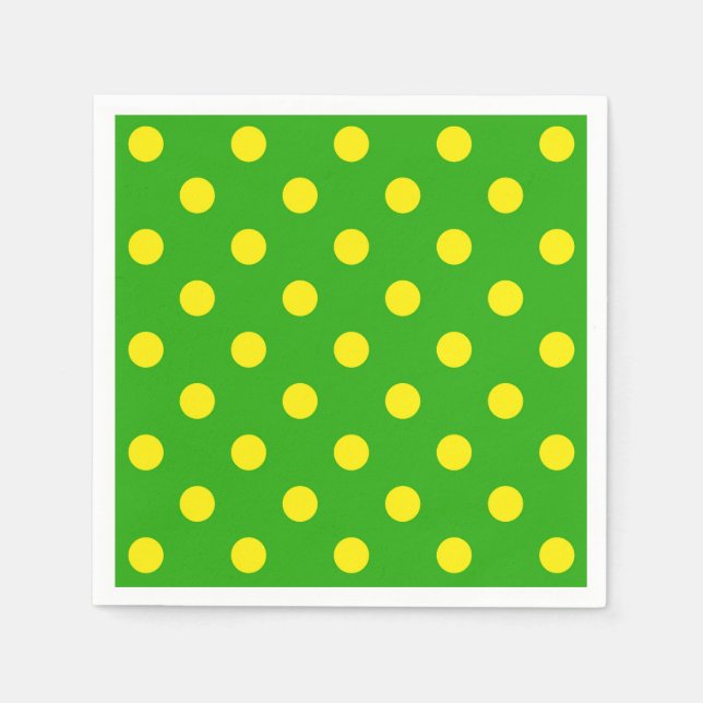 Yellow On Green Polka Dots Pattern Design  Napkin (Front)