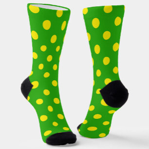 Yellow On Green Polka Dots Pattern Design Socks
