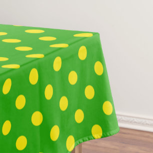 Yellow On Green Polka Dots Pattern Design  Tablecloth