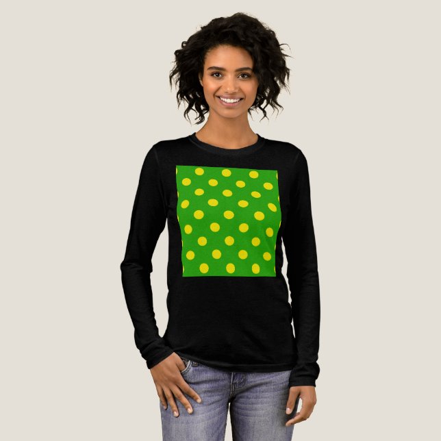 Yellow On Green Polka Dots Pattern Design  Tri-Blend Shirt (Full Front)