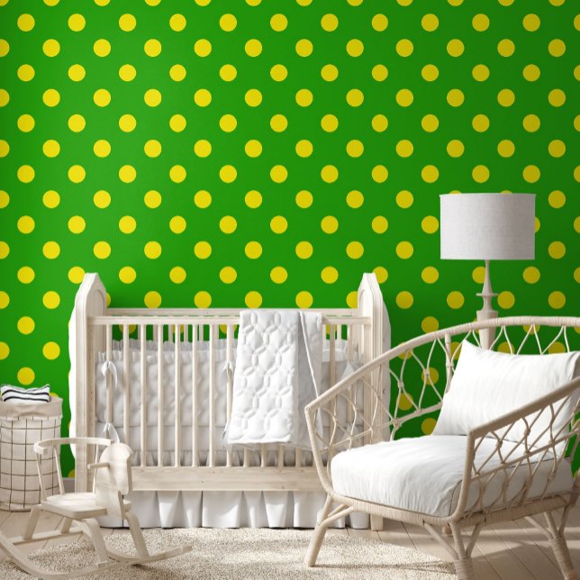 Yellow On Green Polka Dots Pattern Design  Wallpaper (Creator Uploaded)