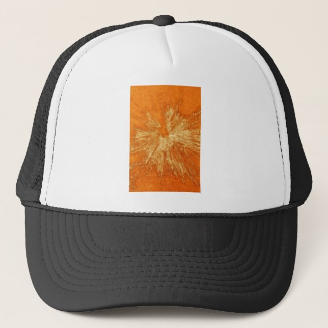 Yellow on Orange Paintball Trucker Hat (Front)