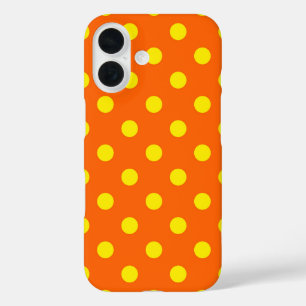 Yellow On Orange Polka Dots Pattern Design iPhone 16 Case