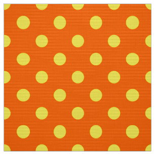 Yellow On Orange Polka Dots Pattern Design  Fabric