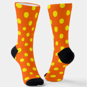 Yellow On Orange Polka Dots Pattern Design  Socks