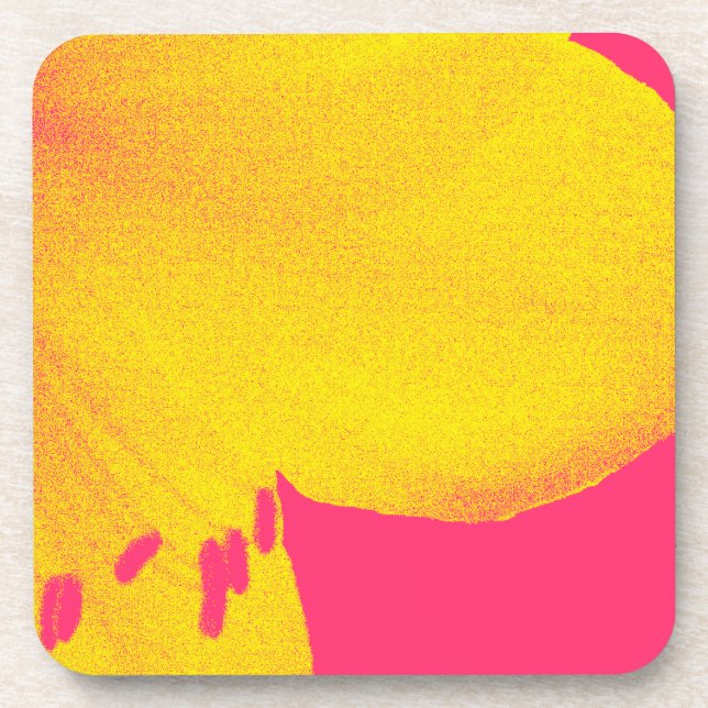 yellow on pink amaryllis closeup coaster (Front)