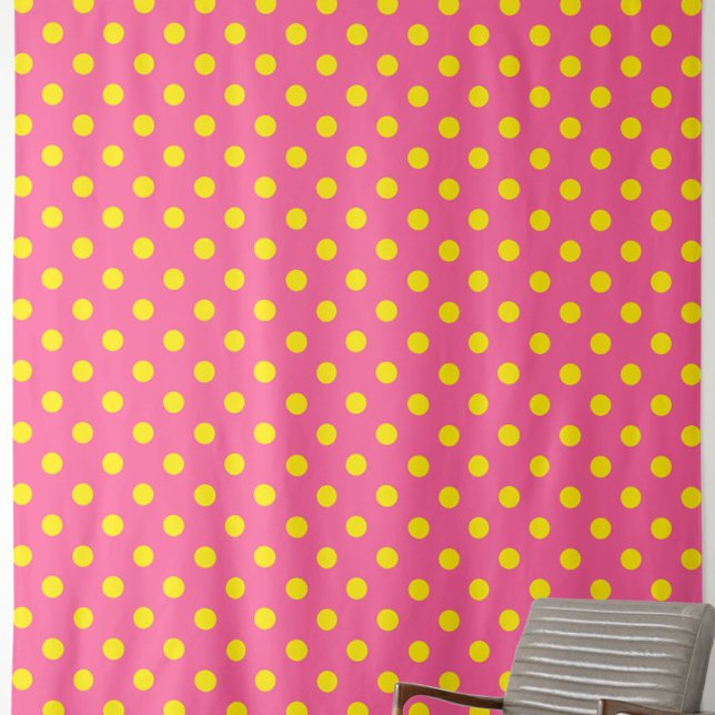 Yellow On Pink Polka Dots Pattern Design Fabric (Creator Uploaded)