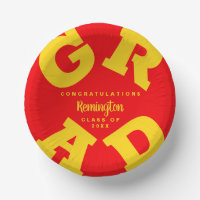 Yellow on Red Congratulations Graduation