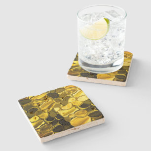Yellow or gold colour pieces look like gold metal stone coaster