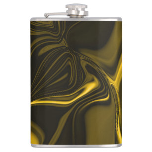 Yellow or gold curves in brown image. hip flask