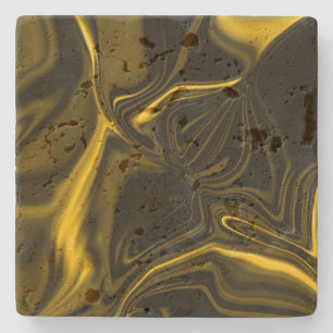 Yellow or gold curves in brown image. stone coaster