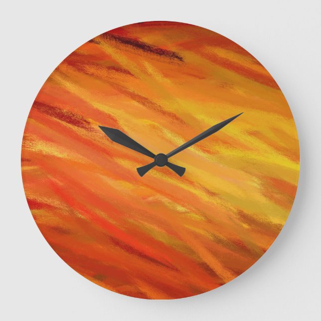 Yellow Orange Abstract Art Painting Large Clock (Front)
