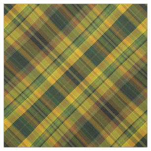 Yellow, orange and green check tartan fabric