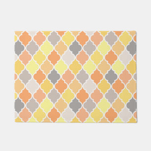 Yellow, orange and grey quatrefoil pattern doormat
