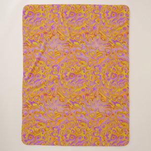 Yellow, Orange and Pink Fire Stone Sherpa Blanket