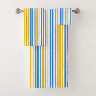 Yellow Orange and Purple Vertical Stripes Pattern Bath Towel Set