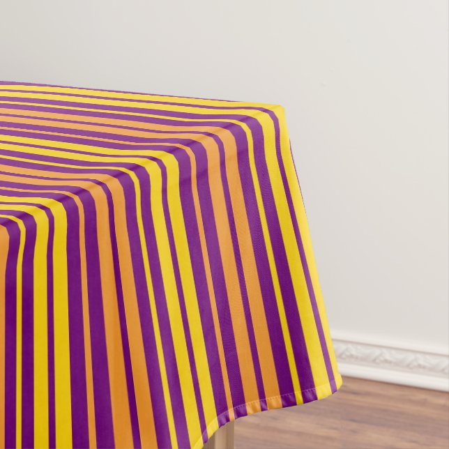 Yellow Orange and Purple Vertical Stripes Pattern  Tablecloth (In Situ)