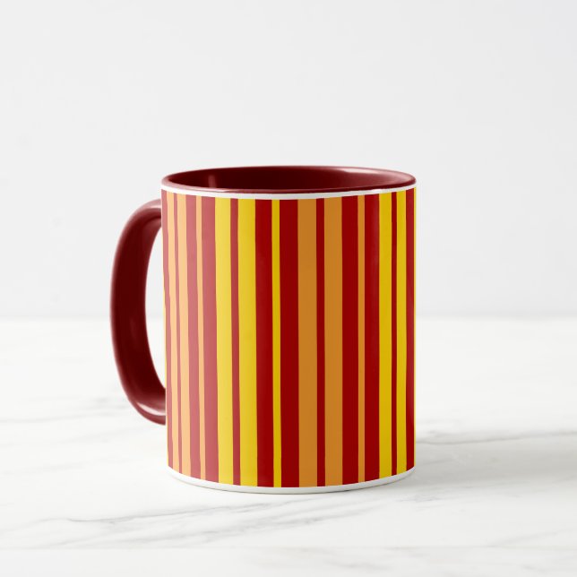 Yellow Orange and Red Vertical Stripes Pattern  Mug (Front Left)