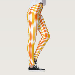 Yellow Orange and White Vertical Stripes Pattern Leggings