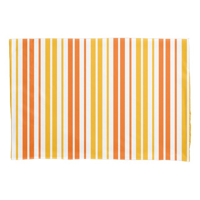Yellow Orange and White Vertical Stripes Pattern  Pillowcase (Front)