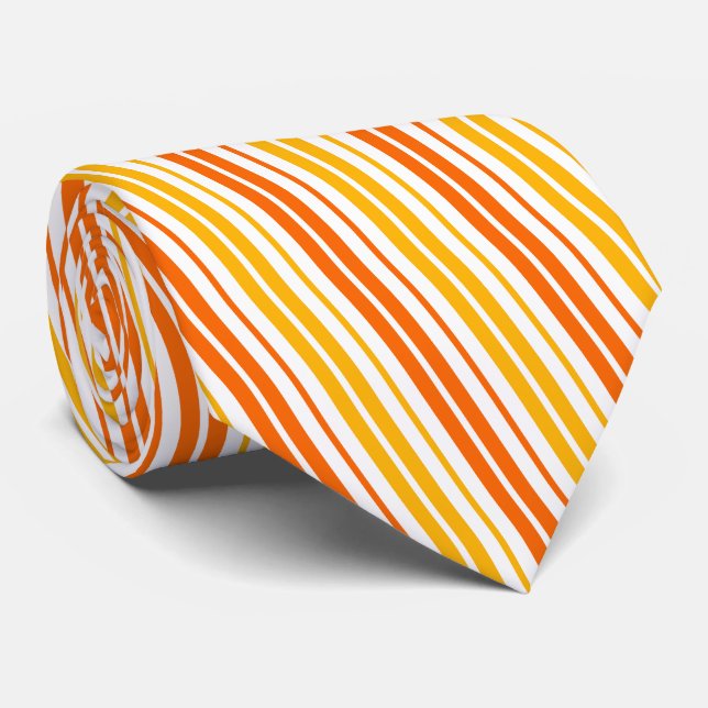 Yellow Orange and White Vertical Stripes Pattern  Tie (Rolled)