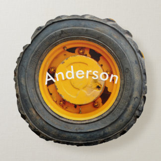 yellow orange antique car flat tire round cushion